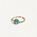 AMBRE BAGUE AJUSTABLE MALACHITE