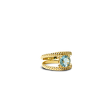 BORA, BAGUE AIGUE-MARINE DE SYNTHÈSE, OR