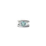 BORA, BAGUE AIGUE-MARINE DE SYNTHÈSE, PALLADIUM