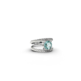 BORA, BAGUE AIGUE-MARINE DE SYNTHÈSE, PALLADIUM
