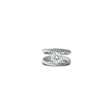 BORA, BAGUE SAPHIR BLANC DE SYNTHÈSE, PALLADIUM