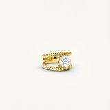 BORA, BAGUE SAPHIR BLANC DE SYNTHÈSE, OR
