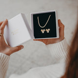 Le duo, Boucles d'oreilles Puces Blanche, Collier Tikeau