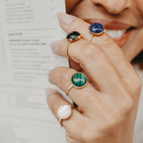 Le duo, Boucles d'oreilles Léna, Bague Inès, Onyx