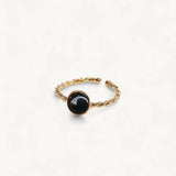 AMBRE ADJUSTABLE RING BLACK ONYX