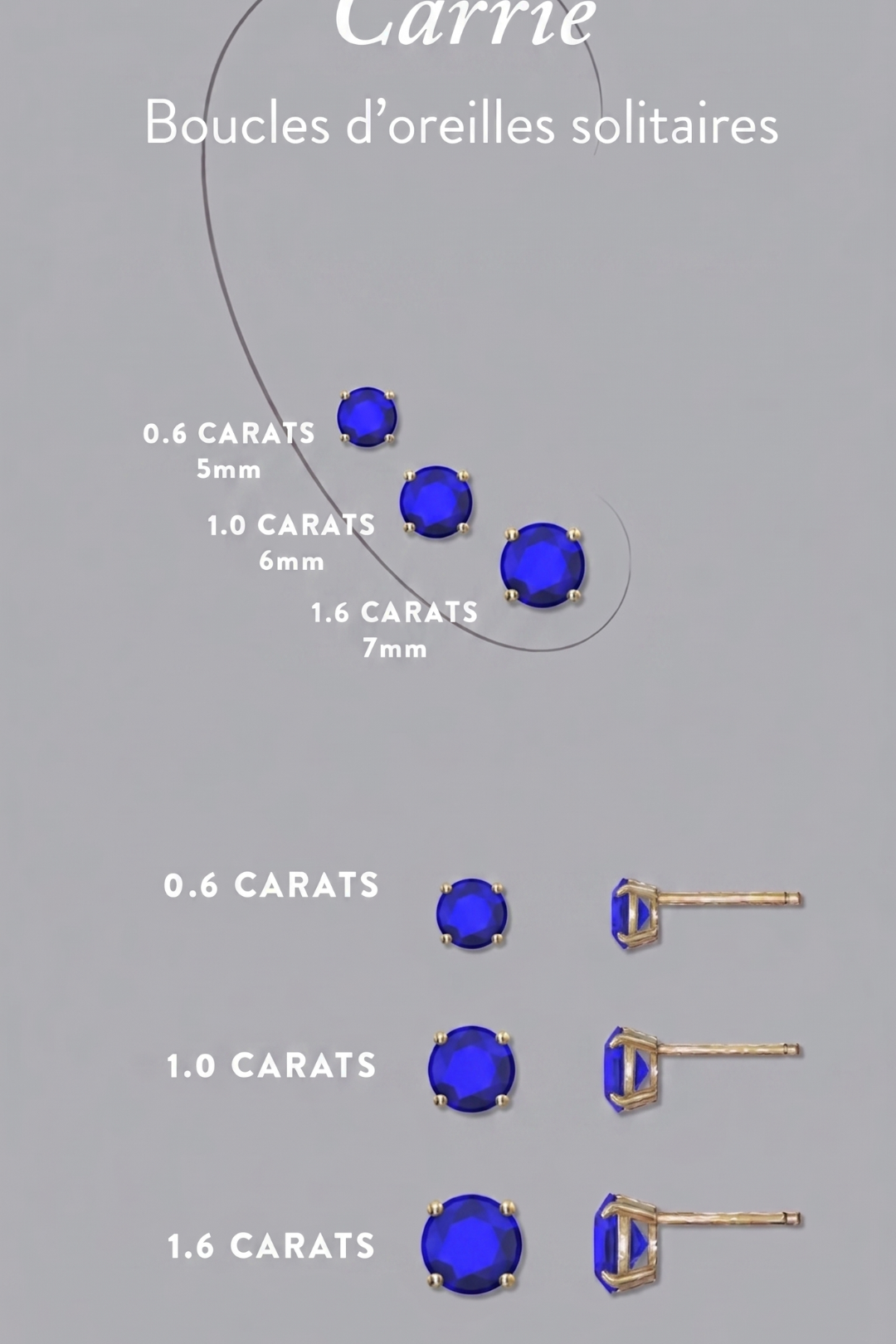 Boucles d'oreilles Saphirs Bleus Carrie